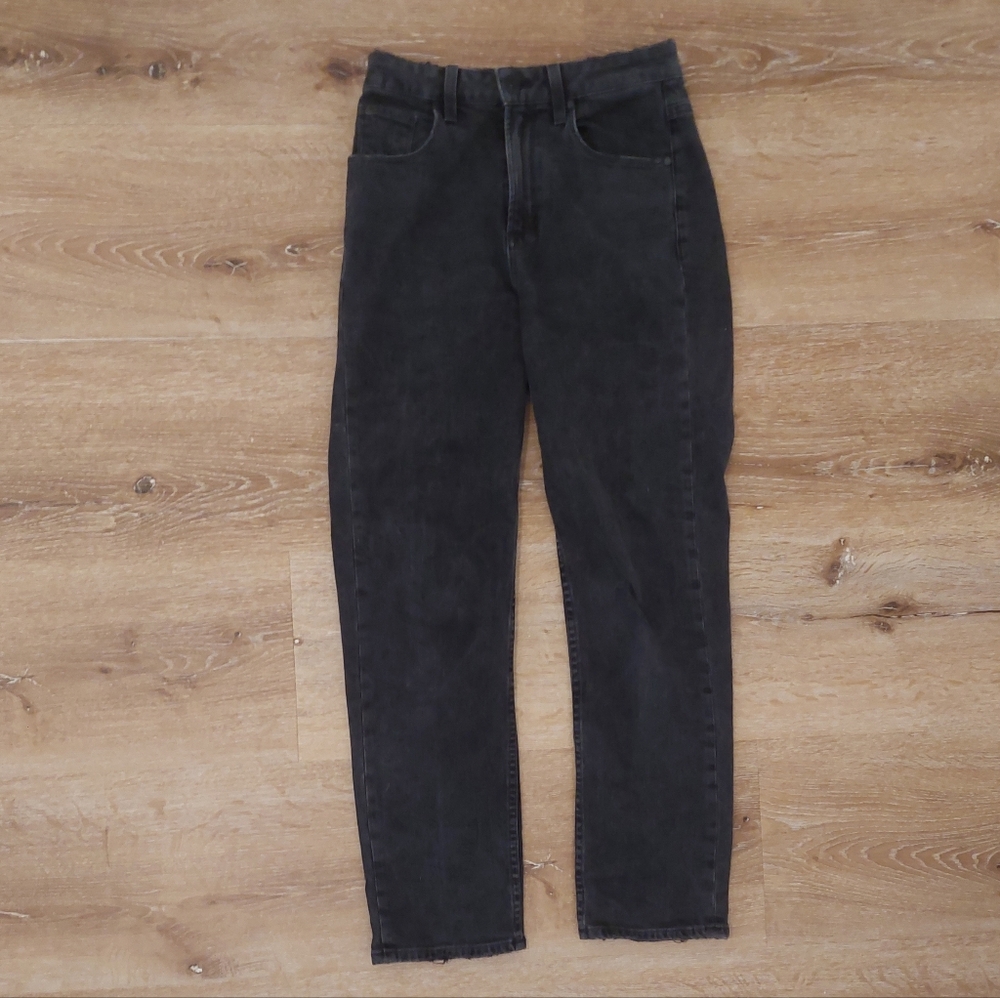 PAIGE High Rise Sarah Straight Black Jeans